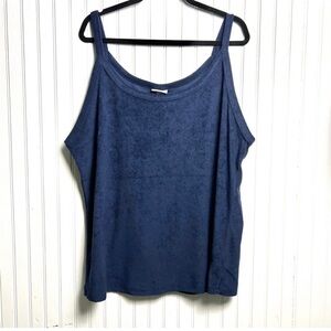 Ava & Viv Women's Navy Cotton Scoop Neck Sleeveless Loop Terry Size 1X